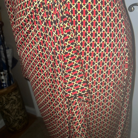 Michael Kors Red Gold Black Chain Print Long Sleeve Dress - Picture 8 of 15